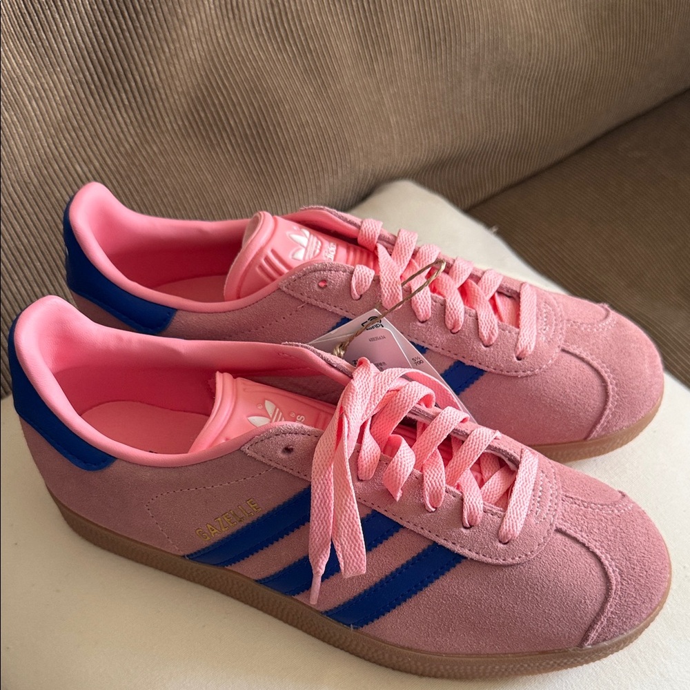 Adidas Pink and Blue Gazelle Sneakers
